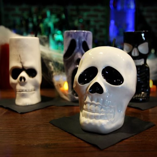 BarProducts.com Spooky Tiki Mugs Drinkware Package - Set Of 4 + FREE Mystery Tiki BAR SUPPLIES