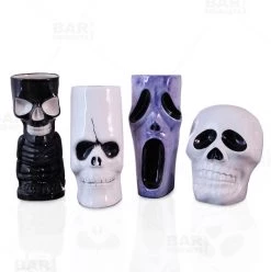 BarProducts.com Spooky Tiki Mugs Drinkware Package - Set Of 4 + FREE Mystery Tiki BAR SUPPLIES
