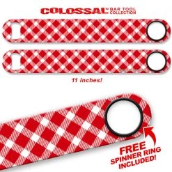 BarProducts.com Bartending Bottle Openers Kolorcoat™ 11" Long COLOSSAL™ Speed Bottle Opener – Red / White Plaid