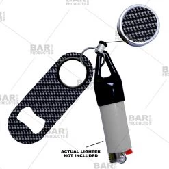 BarProducts.com Bartending Bottle Openers Kolorcoat™ Mini Opener, Reel And Lighter Leash® Clug SET - Carbon Fiber