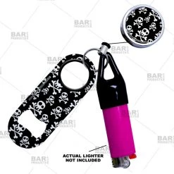 BarProducts.com Kolorcoat™ Mini Opener, Reel And Lighter Leash® Clug SET - Cute Skulls Bartending Bottle Openers