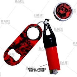 BarProducts.com Kolorcoat™ Mini Opener, Reel And Lighter Leash® Clug SET - Evil Skulls Bartending Bottle Openers