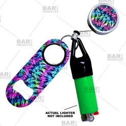 BarProducts.com Kolorcoat™ Mini Opener, Reel And Lighter Leash® Clug SET - Tie Dye Bartending Bottle Openers