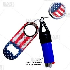BarProducts.com Kolorcoat™ Mini Opener, Reel And Lighter Leash® Clug SET - U.S. Grunge Flag