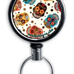 BarProducts.com CUSTOMIZABLE Mini Bottle Opener With Retractable Reel - Mexican Skulls Bartending Bottle Openers