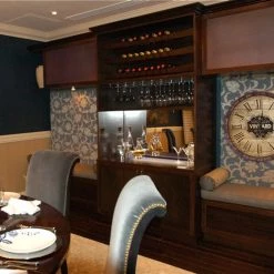 BarProducts Handcrafted Large Vineyard Roman Numeral Wood Barrel Top Clock Woodshop Made In The USA