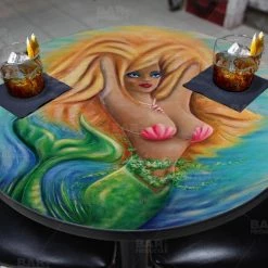 Bar Products Blonde Mermaid Round Wooden Table Top - Two Sizes Available Featured Artists