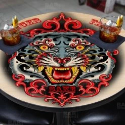 BarProducts.com Tiger Fang Sake Round Wooden Table Top - Two Sizes Available Featured Artists