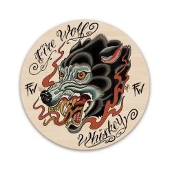 BarProducts.com Featured Artists Fire Wolf Whiskey Round Wooden Table Top - Two Sizes Available