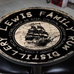 BarProducts.com BAR DECOR CUSTOMIZABLE Wooden Table Top - Rum Distillery Design - Two Sizes Available