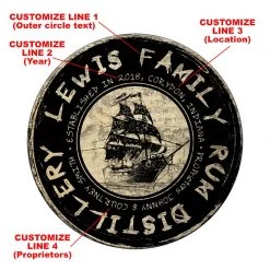 BarProducts.com BAR DECOR CUSTOMIZABLE Wooden Table Top - Rum Distillery Design - Two Sizes Available