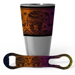 BarProducts.com Printed Cocktail Shaker And V-Rod® Bar Set - Bright Elephants BAR TOOLS