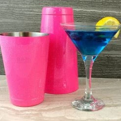 BarProducts.com BarConic® Cocktail Shaker Set - 28oz / 18oz Weighted Tins - Glitter Neon Pink