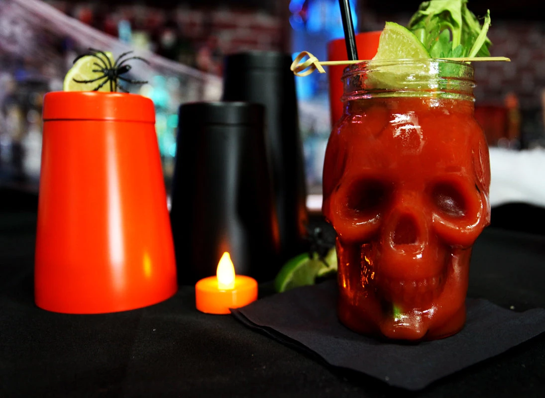 skull-bloody-mary-halloween-on-bar-6.jpg BarProducts.com BAR SUPPLIES BarConic® Skull Mason Jar With Lid - 16 Ounce