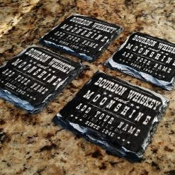 BarProducts.com BAR SUPPLIES CUSTOMIZABLE Rock Slate Coaster - Bourbon Whiskey And Moonshine