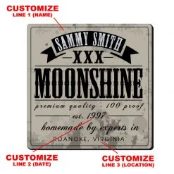 BarProducts.com CUSTOMIZABLE Coaster - 3.5in Square Foam - Moonshine Design BAR SUPPLIES