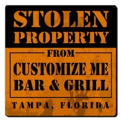 BarProducts.com CUSTOMIZABLE Coaster - 3.5in Square Foam - Stolen Property Design BAR SUPPLIES