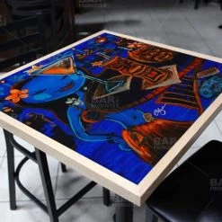BarProducts.com Blue Tiki Bar Square Wooden Table Top - Two Sizes Available