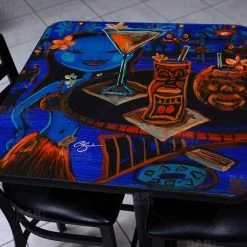 BarProducts.com Blue Tiki Bar Square Wooden Table Top - Two Sizes Available