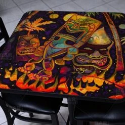 BarProducts.com Tiki Fire Night Square Wooden Table Top - Two Sizes Available Featured Artists