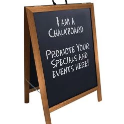 BarProducts Handcrafted Woodshop Made In The USA A-Frame Sidewalk Chalkboard Sign – Double Sided - Stained Wood Frame