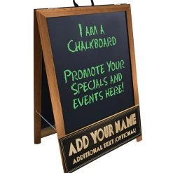 BarProducts Handcrafted "ADD YOUR NAME" A-Frame Sidewalk Chalkboard Sign – Double Sided - Wood Finish Options - Design 3 Woodshop Made In The USA