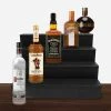 BarProducts.com Wooden Liquor Shelves - 4 Tier - BLACK BAR DECOR