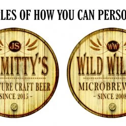 BarProducts Handcrafted Custom Table Top – Wood Barrel Theme – Design 1001 Woodshop Made In The USA