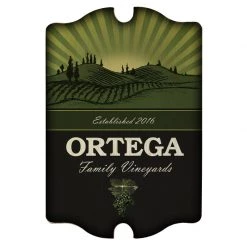 BarProducts.com Custom Tavern Shaped Wood Bar Sign - Family Vineyards BAR DECOR