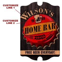 BarProducts Handcrafted Woodshop Made In The USA Custom Tavern Shaped Wood Bar Sign - Home Bar