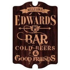 BarProducts Handcrafted Custom Tavern Shaped Wood Bar Sign - Bar Welcome