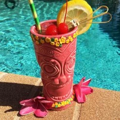 BarProducts.com BAR SUPPLIES BarConic® Tiki Drinkware - Pink Flower Goddess - 12 Ounce