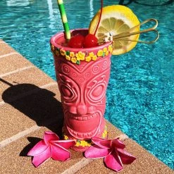 BarProducts.com BAR SUPPLIES BarConic® Tiki Drinkware - Pink Flower Goddess - 12 Ounce
