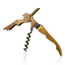 BarProducts.com Corkscrew - Gold Plated Double Lever W/ Embellished Etching BAR TOOLS