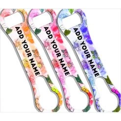 BarProducts.com ADD YOUR NAME V-Rod® Bottle Opener - Watercolor Flowers BAR TOOLS