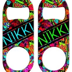 BarProducts.com CUSTOMIZABLE Mini Bottle Opener With Retractable Reel - Grungy Love Bartending Bottle Openers