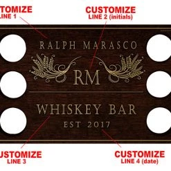 BarProducts.com Whiskey Caddy - Home Bar Theme - CUSTOMIZABLE