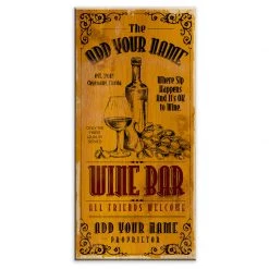 BarProducts.com CUSTOMIZABLE Large Vintage Wooden Bar Sign - Wine Bar - 11 3/4" X 23 3/4"