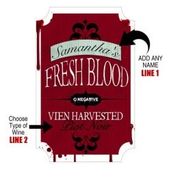 BarProducts.com Add Your Name Halloween Themed Wine Label - Fresh Blood Wine Opener Accessories