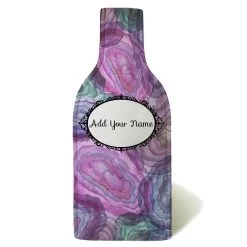 BarProducts.com ADD YOUR NAME - Wine Bottle Cooler With Strap - Blue/Pink Watercolor HOME BAR & GIFTS