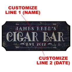 BarProducts.com BAR DECOR CUSTOMIZABLE Wood Plaque Sign - CIGAR BAR - Color Options
