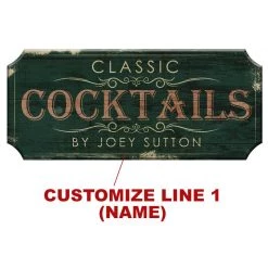 BarProducts.com CUSTOMIZABLE Wood Plaque Sign - CLASSIC COCKTAILS - Color Options BAR DECOR