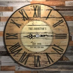 BarProducts.com BAR DECOR CUSTOMIZE - Rustic Wooden Clock - Family Theme - Multiple Sizes