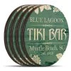 BarProducts.com Wooden Round Coasters - Customizable - Tiki Theme - Set Of 4