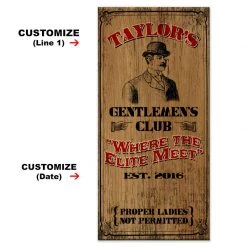 BarProducts.com CUSTOMIZABLE Large Vintage Wooden Bar Sign - Gentlemen's Club BAR DECOR