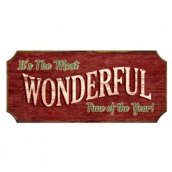 BarProducts Handcrafted Wood Christmas Sign - Red Vintage Wonderful Time Of The Year