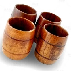 BarProducts.com Wood Barrel Shots - 2 Oz - Set Of 4 Novelty Shot Glasses