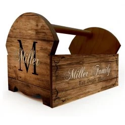 BarProducts Handcrafted Wooden Condiment Caddy W/ Handle - Customizable Monogram Design SPECIAL COLLECTIONS