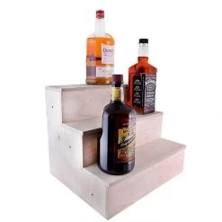 BarProducts Handcrafted Wooden Liquor Bottle Shelves - Handcrafted In The USA - 3 Tier - Natural - Size Variants