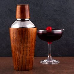 BarProducts.com SPECIAL COLLECTIONS Solid Wood 3 Piece Cocktail Shaker - 17 Ounce
